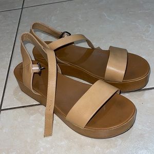 Platform pleather flats